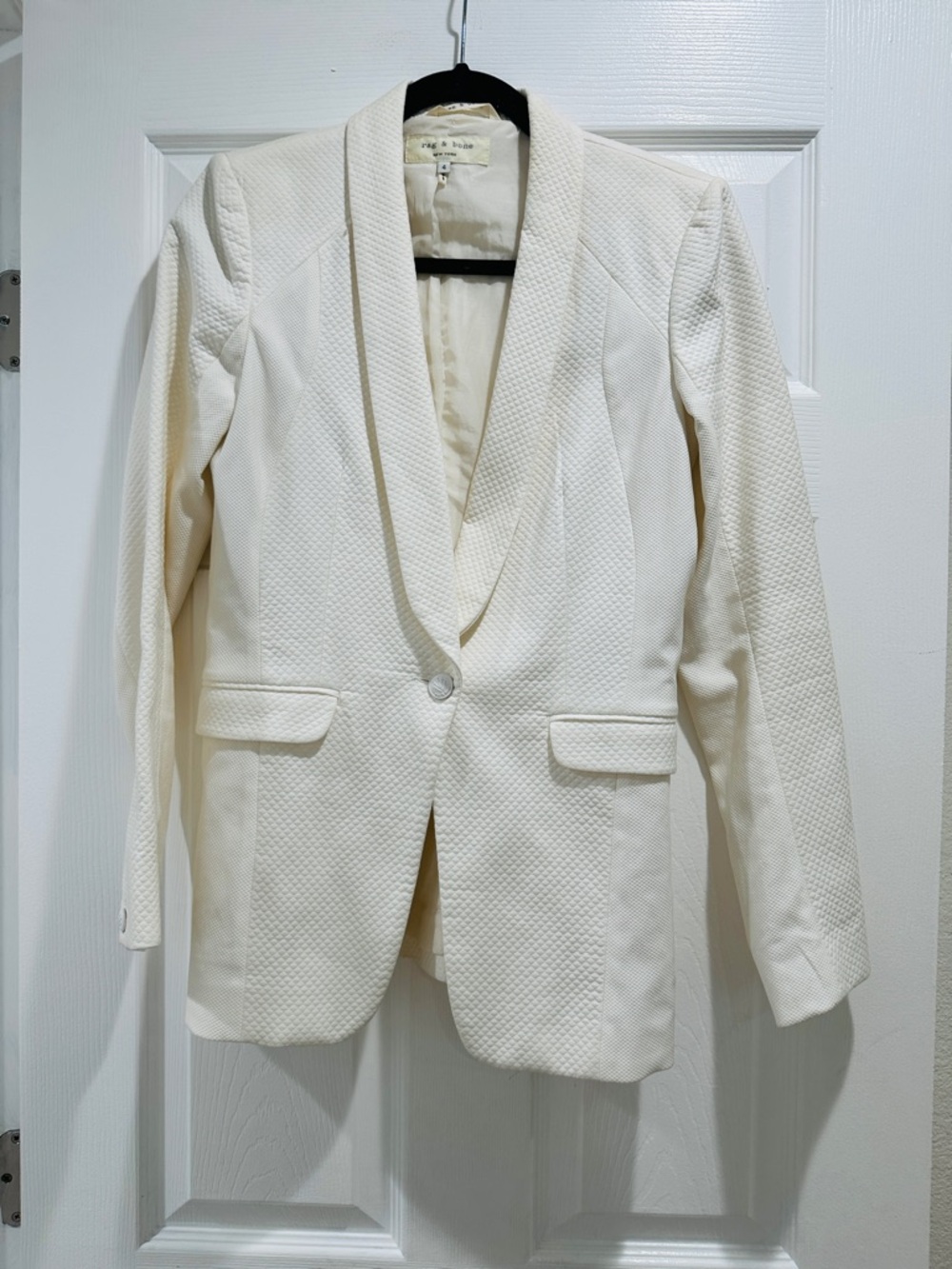 rag & bone Cream Textured Single-Button Blazer